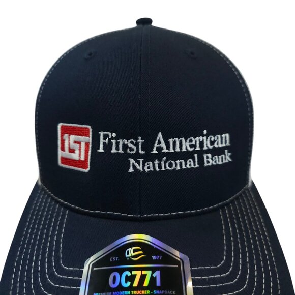First American National Bank Mesh Snapback Cap Trucker Embroidered Hat NWOT - Picture 7 of 14